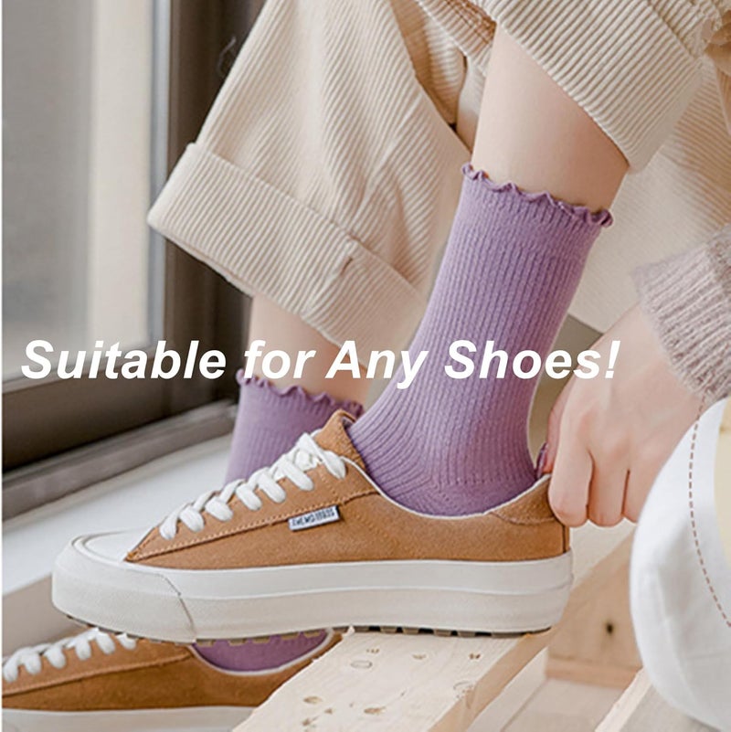 BISOUSOX Ruffle Socks Woman, White Boot Cozy Crew Cute Frilly Ankle Dress Socks for Women Girls Turn-Cuff Size 5 7-9 - Image 5